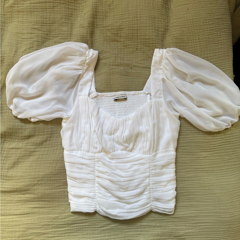 Abercrombie & Fitch White Puff Sleeve Blouse